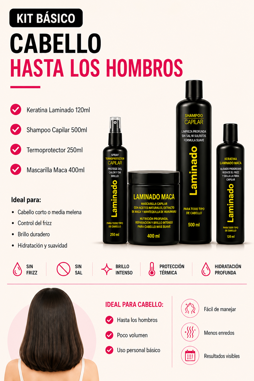 KIT BÁSICO — CABELLO HASTA LOS HOMBROS
