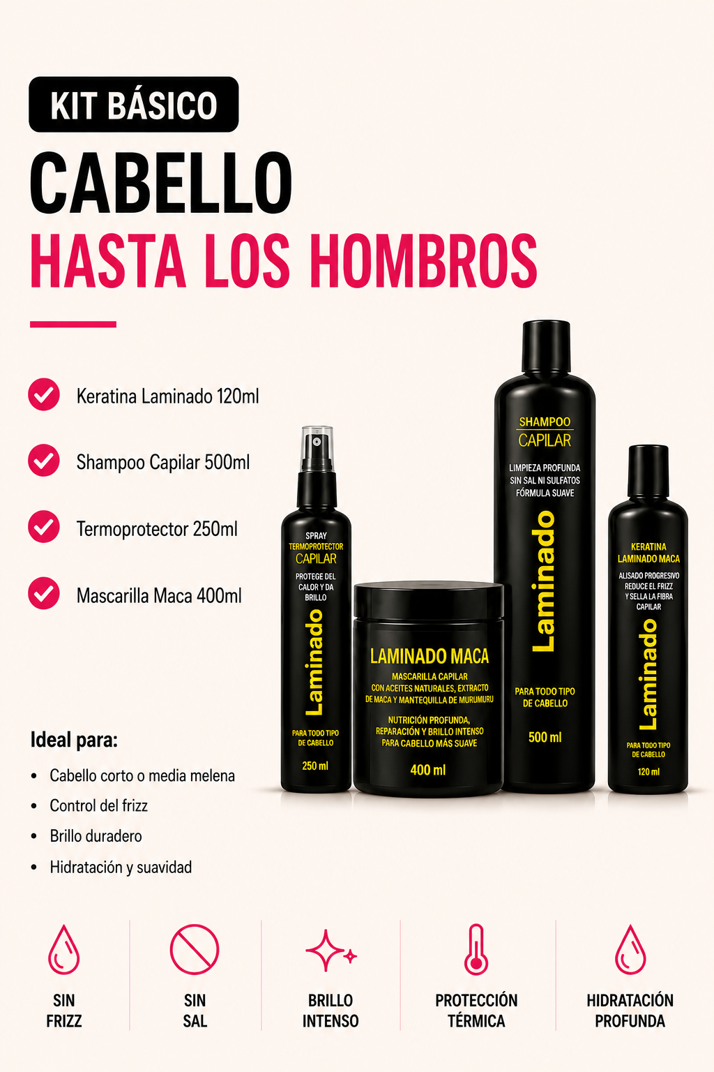 KIT BÁSICO — CABELLO HASTA LOS HOMBROS